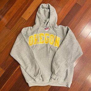 champion gray hooded oregon sweatshirt, men’s large